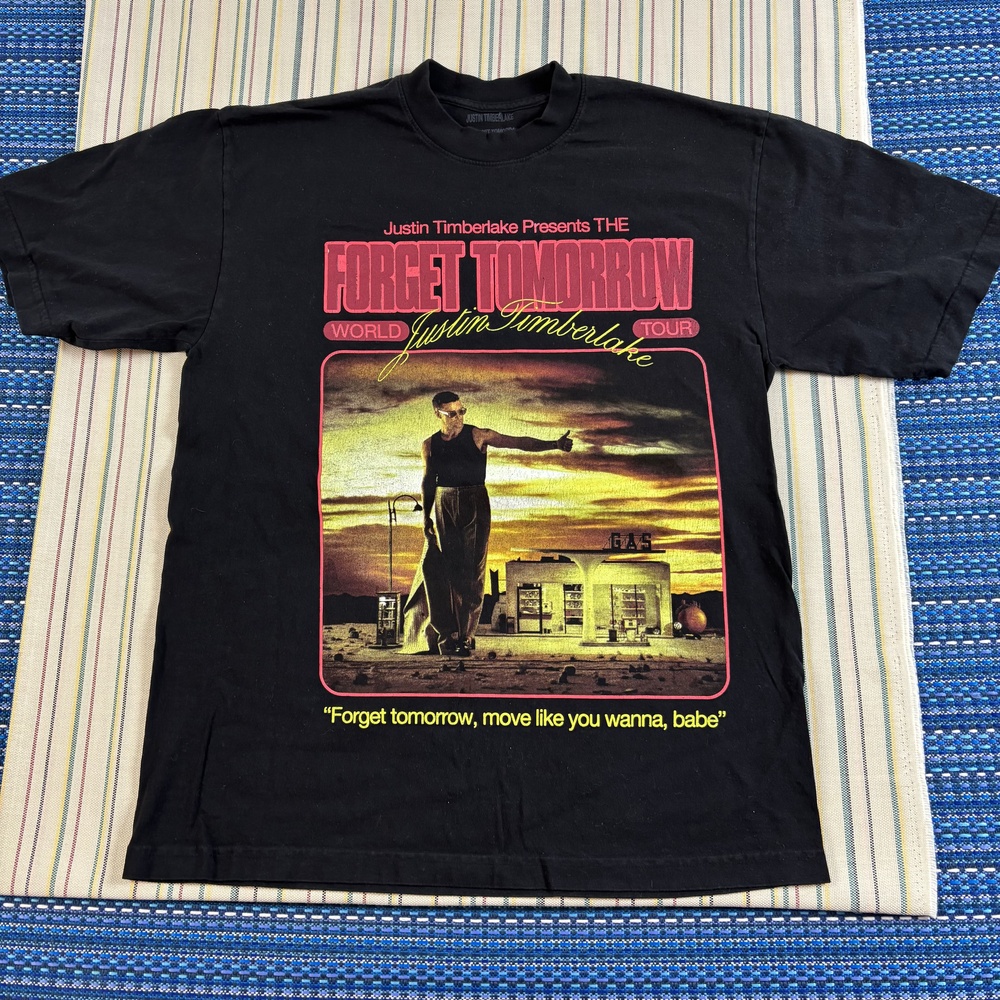 Justin Timberlake Forget Tomorrow World Tour Shirt Mens Medium Black Tee EC